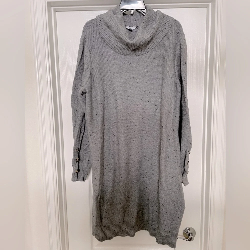 Time and Tru long sleeve cowl neck long tunic sweater dress XXLarge heather grey - Picture 1 of 8
